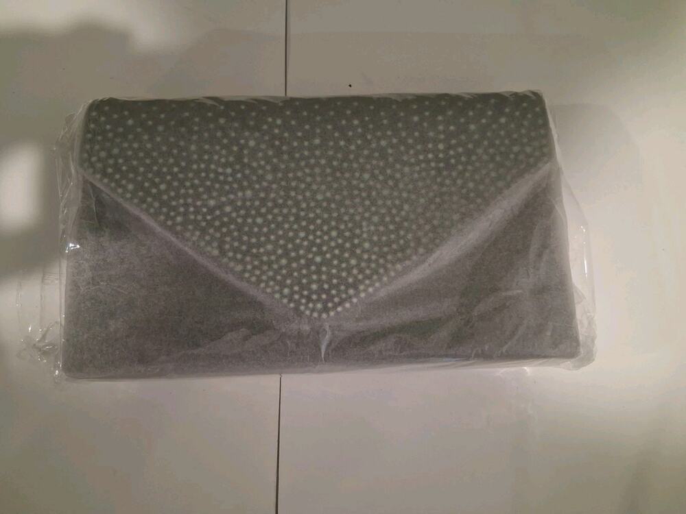 Black Velvet Envelope Evening Clutch Bag Rhinestone Accent Wedding Party NWT New